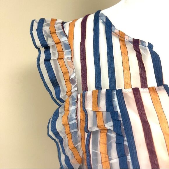 Anthropologie Maeve Elisabetta ruffled striped top Sz 4 - Picture 4 of 8